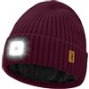 ATNKE LED Illuminato Berretto Cappello,USB Ricaricabile 4 LED Corsa Cappello Torcia Mani Libere Testa Lampada Invernale Calda Pile Foderato Lavorato Beanie Regali per Uomo e Donna/Wine Red