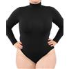 LEELA LAB Body Collo Alto Donna Taglie Forti a Manica Lunga, Dolcevita in Morbida Microfibra, Realizzato con Tecnologia Seamless Senza Cuciture - Made in Italy (Black, XXXL)
