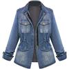 Suncadmious Giacca Da Donna Sottile Primaverile e Autunnale Attillata in Denim Transizione da Cowboy Leggera Strada Ampia (Blu, 3XL)