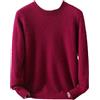 Generic Maglione da uomo 100% visone cashmere tinta unita con girocollo, pullover in maglia a maniche lunghe, Borgogna, XL