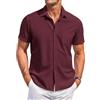 COOFANDY Camicia da Uomo a Manica Corta Estiva Camicia Casual con Bottoni Holiday Beach Hawaii Shirt con Tasca Rosso Scuro XXL