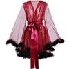 BPURB Accappatoio da donna in tulle con piume, per servizi fotografici, abito da sposa per feste