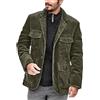 Générique Cappotto di Giacca in Velluto a Costine Semplice Petto da Uomo con Risvolto Tinta Unita E Design Multitasche Tuta Sportiva Retro Casual Giacca da Sera Festive, verde, L