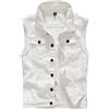 Lazutom Gilet da uomo senza maniche in denim casual slim fit strappato classico button down giacca di jeans, bianco, L