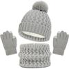 Baynetin Inverno Berretto Scaldacollo Guanti Set per Bambini, Pile Addensato Cappello a Maglia Termica Sciarpa Guanti Touch Screen Set per Ragazzi Ragazze 2-8 Anni Sport All'Aperto (Grigio)