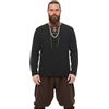 BPURB Camicia da Pirata vichinga da Uomo, Stile Medievale, Rinascimentale, Gotico, a Maniche Lunghe, con Lacci, Scollo a V, Colletto da Nonno, Top retrò