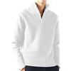Generisch Giacca invernale da uomo casual, semplice maglione da uomo, tinta unita, calda maglia di lana, a maniche lunghe, con mezza zip, bianco, M