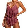Generico Costumi da bagno intero da donna con frange e spalline sottili sexy senza maniche costumi da bagno controllo pancia scollo a V costumi da bagno#4i29