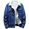 kuiazelit Giacca da camionista Sherpa da uomo calda giacca di jeans foderata in pile giacche da cowboy casual cappotto di jeans spesso capispalla termico imbottito colletto con risvolto cappotto invernale in