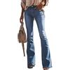 ShangSRS Jeans Donna Tinta Unita Pantaloni Jeans a Vita Media Elasticizzati vestibilità Slim Jeans a Zampa d'elefante (as6, Alpha, jaspo_m, Azzurro-1, M)