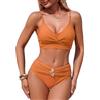 Adigaber Donna Costume da Bagno Due Pezzi Vita Alta Incrociato Frontale Costumi da Bagno Metallico Bikini Set