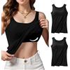 HEONSATI Canotta Cotone Con Reggiseno Incorporato Canotta Scollo a V Donna Sportiva Push Up Imbottita Top Shirt Cotone Ampia Comoda E Traspirante Tank Top Senza Cuciture Spalla Larga Estiva Jogging Fitness