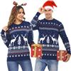 Totatuit Maglione Natalizio Donna Uomo a Maniche Lunghe Maglioni Natale per Coppia Felpa Lavorata a Maglia Invernale Pullover Famiglia con Pupazzo di Neve con Renna