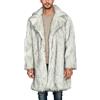 Generic Cappotto di pelliccia da uomo, lungo, caldo, in finta pelliccia, giacca invernale, parka, giacca lunga in finta pelliccia, giacca invernale da uomo, bianco, XL