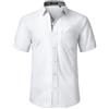 HISDERN Camicia da Uomo Bianca a Maniche Corte per Uomo Camicia Casual Estiva con Taschino sul Petto, 2XL