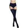 VENEZIANA NUOVA Autoreggenti Donna 60 DEN - Calze in Pizzo con Elastici e Fasce Elastiche alla Coscia, Finitura Opaca Marina Taglia XL