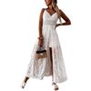 Agiyenna Abito Estivo da Donna Abito Maxi Abito Boho Casual Abito Senza Maniche con Spalline con Scollo a V Abito in Pizzo Spaghetti Abito a Trapezio da Spiaggia Abito Lungo Lavorato a Maglia Svasato