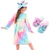 Piefry Accappatoio con unicorno per ragazze, morbido accappatoio con cappuccio, con pantofole, regalo per ragazze
