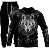 lFTEGUFKXS Tuta sportiva da uomo con leone, da jogging, con cappuccio, Tuta 3, 6XL