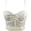 Woboren Punk Goth Push Up Bra Clubwear Party Strass Diamanti madreperlacei Bustier Crop Top Bustino Corset Reggiseno