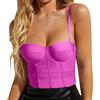 LOIJMK Top Corsetto Donna Bustier Corsetto Top Corsetto Aderente Tank Top Top con Spalline Scollato a Canotta a Maniche Corte con Pizzo, L