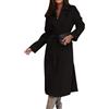 Suncadmious Donne Inverno Lungo Trench di Lana Cappotto Giacca di Lana Dentellato Risvolto Doppio Petto Pavone Cappotto Cintura (Nero,M)