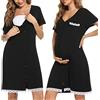 Uniexcosm Camicie da Notte Parto Cotone Camicia Notte Premaman con Scollo A V Manica Corta Aperto Anteriore Camicia da Notte Donne Gravidanza