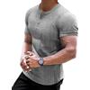Muscle Cmdr Maglia Uomo Manica Corte,Maglia Termica Uomo Manica,Cotone Camicie Muscolari Slim Fit（Grigio/L）