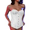 SLIMBELLE Corsetto in pizzo vintage da donna con bacchette in acciaio senza spalline Bustier Floreale Disossato Overbust Cincher con Tanga