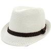 Carnavalife Cappello Paglia Uomo Donna Fedora Borsalino Trilby Berretto Panama Estate Spiaggia ala Corta Moda Unisex, lu-129-bianco, 57