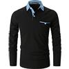 LIUPMWE Manica Lunga da Uomo Puro Cotone Elegante Top Cuciture Classiche Maglietta Commerciale Camicia,A-Nero,XXL