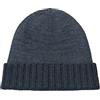 CLASSE77 - Cappello di Lana (70%) Misto Cashmere (30%) con Risvolti a Coste - 100% Made in Italy - Lavorazione Artigianale (Blu e Grigio mélange)
