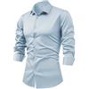 XYERDLYN Camicia da Uomo A Maniche Lunghe in Raso di Seta con Gemelli, Camicie Eleganti, Casual, Lucide, con Bottoni, di Lusso, per Feste, Balli di Fine Anno, Matrimonio, Lavoro, Top Non Stirabile