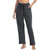 Lovasy Pantaloni del Pigiama Donna in Cotone Lunghi a Quadri Morbidi e Caldo Pantaloni da Notte con Tasche per Casa Casual A Grigio S