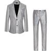 Bauzuoyo Tuta da uomo, 2 pezzi, anni '70, abbigliamento da discoteca, giacca e pantaloni metallizzati, con paillettes lucide, per feste, carnevale, matrimoni, feste a tema, eleganti abiti da uomo