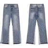 Generico Nuovo Unisex Lavato Jeans - Micro Flared Nero E Blu Patchwork Design, Moda Loose Fit, Pantaloni in Stile Coppia per Uomini E Donne-Color-2||s