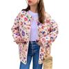Suncadmious Piumino Trapuntato da Donna Cappotto Imbottito Leggero con Stampa Floreale Aperto Davanti Cardigan gonfio Outwear