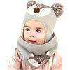 DORRISO Ragazzi Ragazze Cappello Sciarpe Set Tenersi al Caldo Confortevole Autunno Invernale Carina Piccolo Volpe Beanie Cappelli Berretto Bambini Infantili del Cappello per 1-7 Anni Bambino