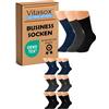 Vitasox 31971 calzini uomo cotone lavoro, calzini da uomo senza gomma senza cuciture tinta unita, pacco da 6, nero antracite marine, 43/46