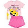 Baby Shark Set Pigiama per Ragazze Rosa | T-Shirt e Pantaloncini per Bambini Pjs | Feeling Fin-Tastic Underwater Adventure Design | Merce Ufficiale Regalo Perfetto