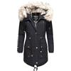 Navahoo Cappotto invernale da donna, in cotone parka con cappuccio in pelliccia sintetica, taglie XS-XXL, Blu, XS