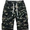 MakingDa Cotone Pantaloni Cargo Uomo Estivi Coulisse Vita Elasticizzata Tasca Utility Slim Fit Corsa Marcia Trekking Campeggio Bermuda Leggero Classico Sportivo Vacanza Spiaggia Short Camouflage S
