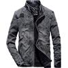 ZDJSWJ Cappotto da uomo a collo alto in denim Cappotto casual con cerniera in denim Giacca Slim Jean trucker, Nero , XL