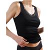 GARDA - 3 pz Canotta Donna in Filo di Scozia con Spalla Larga con Pizzo Art. 0161 (5/XL, Nero)