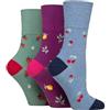 SockShop Gentle Grip - Calzini da donna con piedini divertenti, non vincolanti, a nido d'ape, con motivo a nido d'ape, confezione multipla di 3 colori assortiti, taglia 36-40, Frutta, 4-8