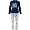 Disney Lilo And Stitch Donna Pigiama Lungo (Blu Navy,XL)