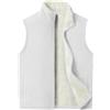 Masrin Gilet invernale da uomo, caldo e spesso, in pile polare, in tinta unita, per le mezze stagioni, senza maniche, con colletto alto, invernale, gilet funzionale, bianco, L