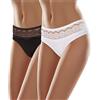 Merry Style Culotte Eleganti Mutande Donna Cotone comode Slip Donna Cotone Hipster Traspiranti Elasticizzate in Pizzo Intimo Femminile Quotidiano MSGAB21 (Nero/Bianco (2Pack), S)