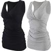 COLOMI maternità Allattamento Canotta Abbigliamento Premaman Top Sleep Reggiseno per L'Allattamento al Seno (Black+Grey/2Pack, S)