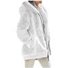 Qichenx Cappotto Donna Caldo Giacca Invernale Cerniera Cappotto con Cappuccio Spesso Parka Casuale Sciolto Cappotti Giubbotto felpato con cappuccio tinta unita (bianco, M)